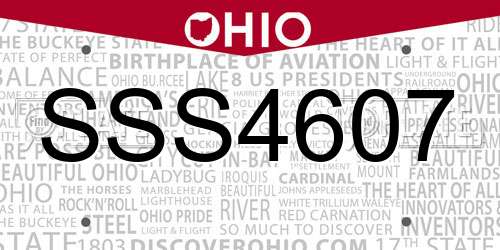 SSS4607 Ohio License Plate
