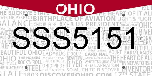 SSS5151 Ohio License Plate