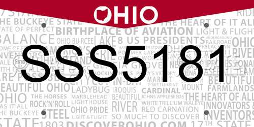 SSS5181 Ohio License Plate