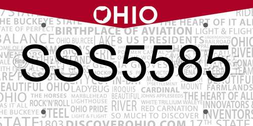 SSS5585 Ohio License Plate