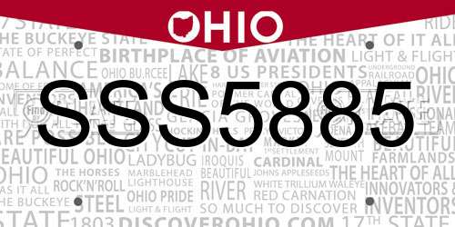 SSS5885 Ohio License Plate
