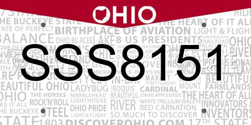 SSS8151 Ohio License Plate