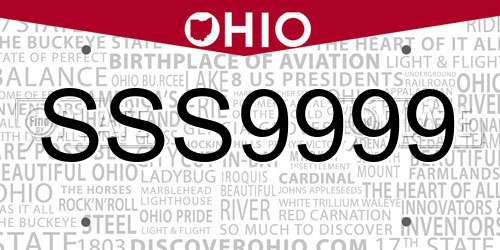 SSS9999 Ohio License Plate