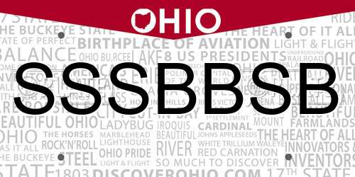 SSSBBSB Ohio License Plate
