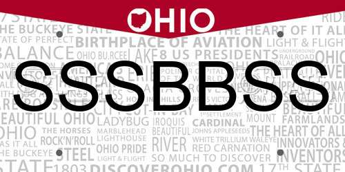 SSSBBSS Ohio License Plate