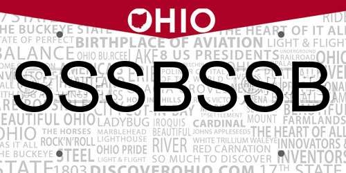 SSSBSSB Ohio License Plate