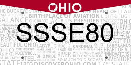 SSSE80 Ohio License Plate