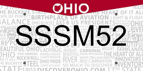 SSSM52 Ohio License Plate