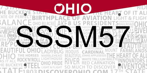 SSSM57 Ohio License Plate