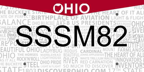 SSSM82 Ohio License Plate