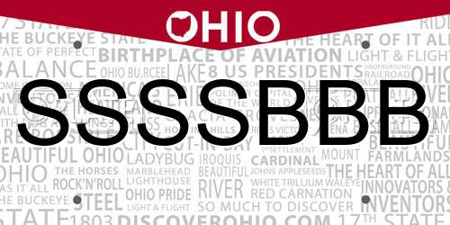 SSSSBBB Ohio License Plate