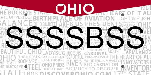 SSSSBSS Ohio License Plate