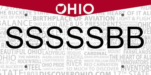 SSSSSBB Ohio License Plate