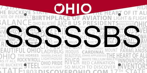 SSSSSBS Ohio License Plate