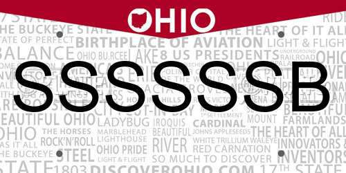 SSSSSSB Ohio License Plate