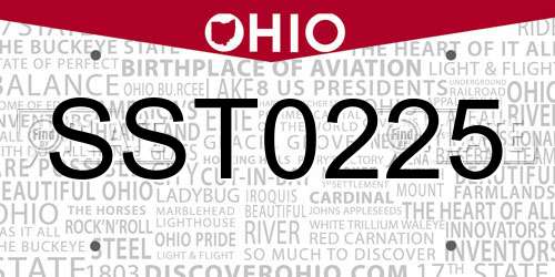 SST0225 Ohio License Plate
