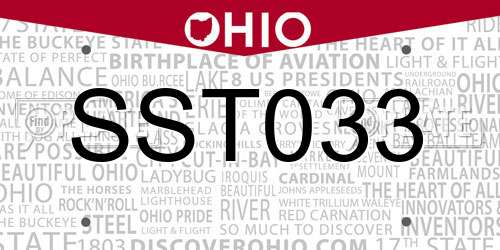 SST033 Ohio License Plate