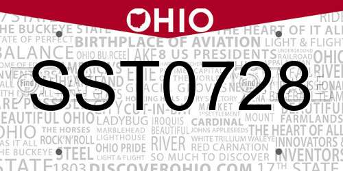 SST0728 Ohio License Plate