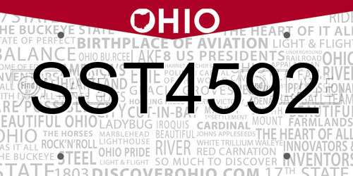 SST4592 Ohio License Plate