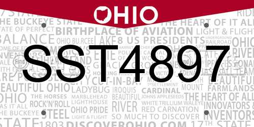 SST4897 Ohio License Plate