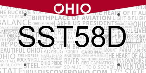 SST58D Ohio License Plate