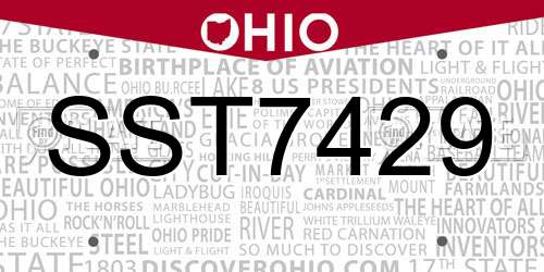 SST7429 Ohio License Plate