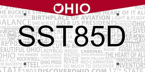 SST85D Ohio License Plate