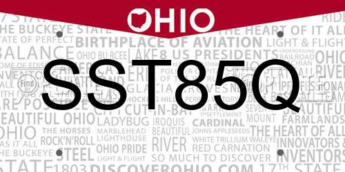 SST85Q Ohio License Plate