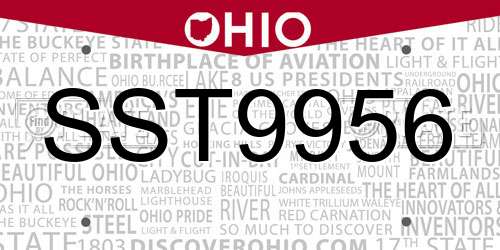 SST9956 Ohio License Plate