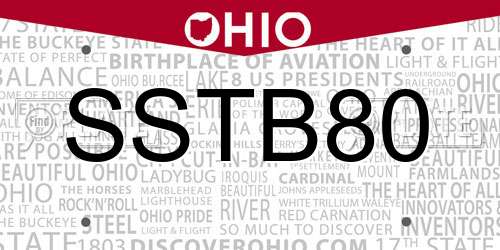 SSTB80 Ohio License Plate