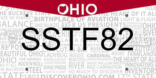 SSTF82 Ohio License Plate