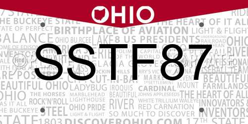 SSTF87 Ohio License Plate