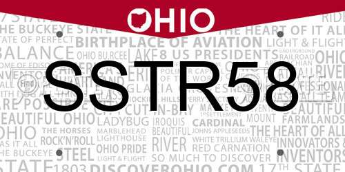 SSTR58 Ohio License Plate