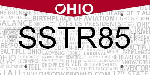 SSTR85 Ohio License Plate