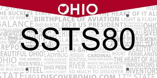 SSTS80 Ohio License Plate