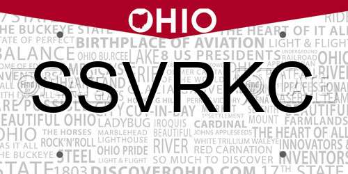 SSVRKC Ohio License Plate