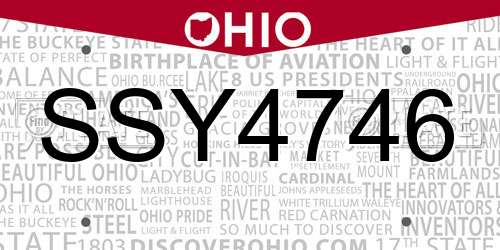 SSY4746 Ohio License Plate