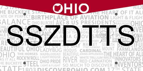 SSZDTTS Ohio License Plate