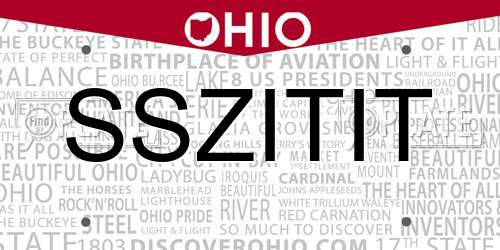 SSZITIT Ohio License Plate