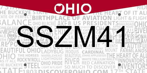 SSZM41 Ohio License Plate