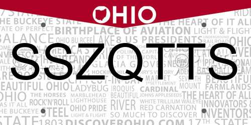 SSZQTTS Ohio License Plate