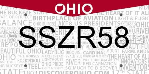 SSZR58 Ohio License Plate