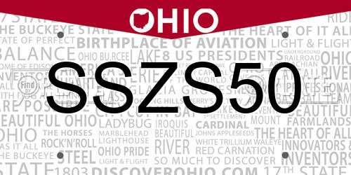 SSZS50 Ohio License Plate