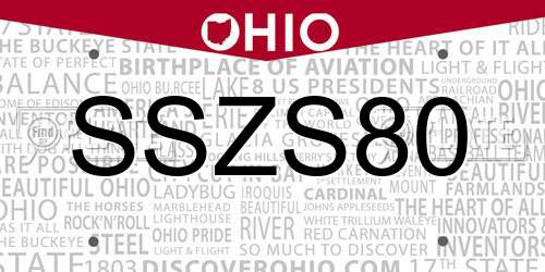 SSZS80 Ohio License Plate