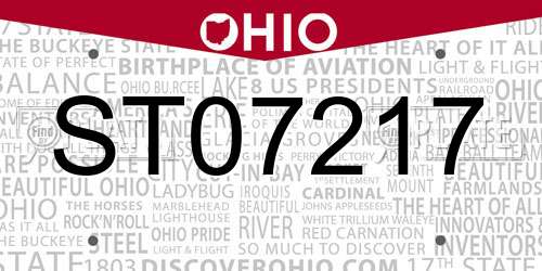 ST07217 Ohio License Plate