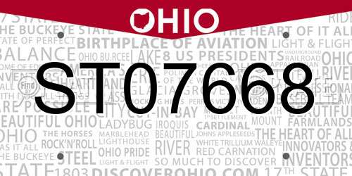 ST07668 Ohio License Plate