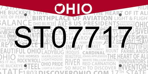 ST07717 Ohio License Plate