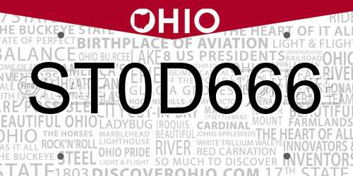ST0D666 Ohio License Plate