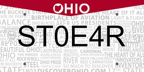 ST0E4R Ohio License Plate
