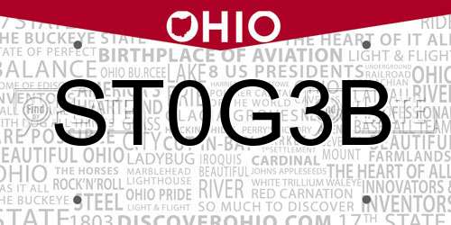 ST0G3B Ohio License Plate